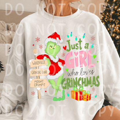 Just a Girl Who Loves Grinchmas PNG Design Download