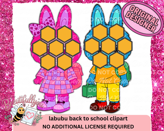 Labubu Back to School Clipart Set | Digital clipart Download
