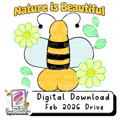 Nature Is Beautiful | naughty Bee Spring Design | Whimsical Bee-nis Floral Bee PNG