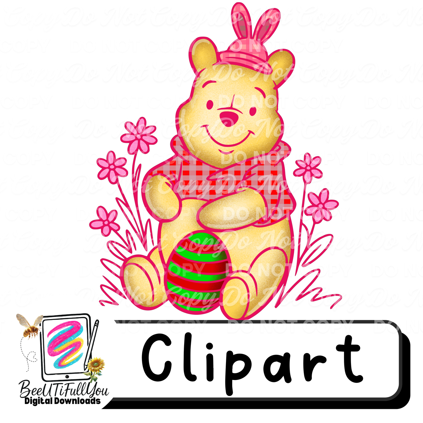 Spring Bear Bunny Clipart – Easter Character PNG | Digital Design Use Allowed