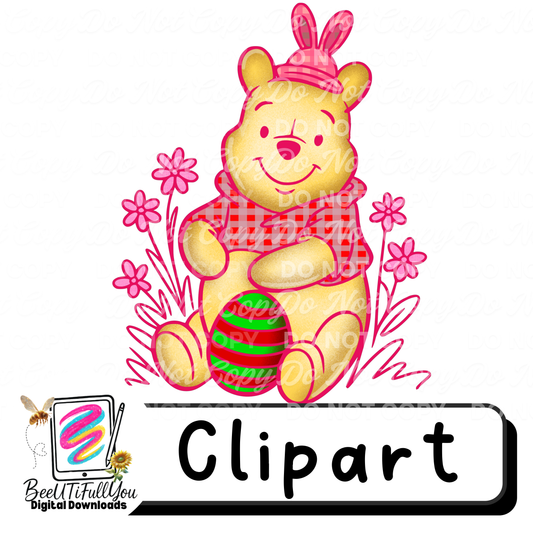 Spring Bear Bunny Clipart – Easter Character PNG | Digital Design Use Allowed