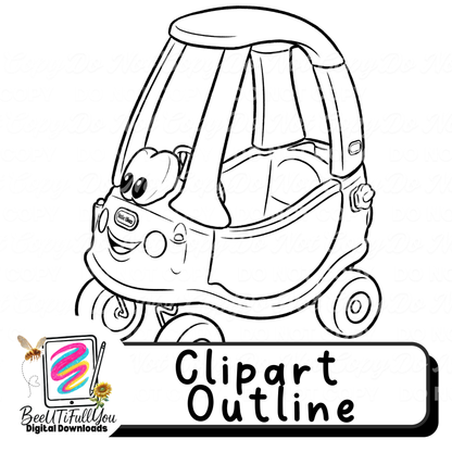 Pink Mini Coupe Clipart Set Digital Download