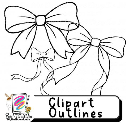 Bow Clipart Outlines – Ribbon & Bow PNG Set | Digital Design Use