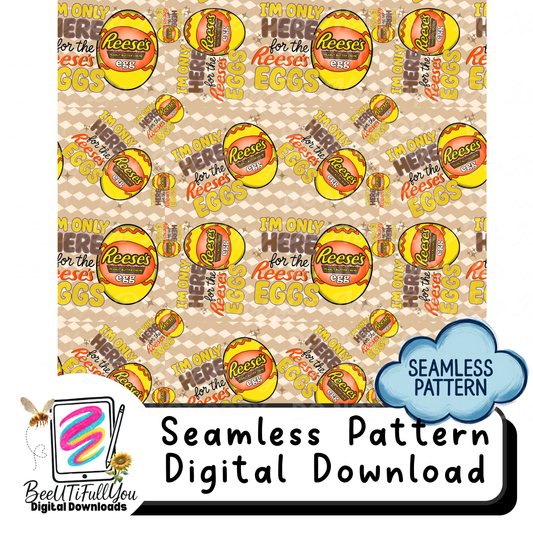 Reese’s Eggs Seamless Pattern PNG | Easter Candy All Over Print Design | AOP Tumbler Fabric Sublimation | Physical Products Only
