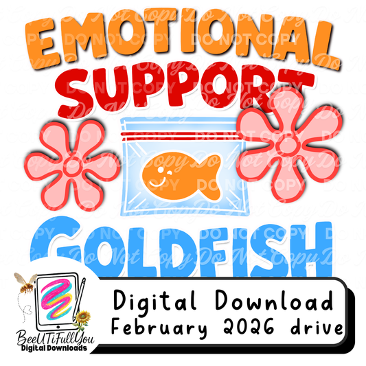 Emotional Support Goldfish PNG | Funny Mental Health Shirt Design | Digital Download
