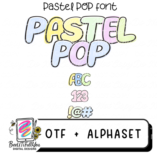 Pastel Pop Font OTF + Alphabet PNG | Cute Bubble Font | Pastel Letters | Commercial Use Digital Font