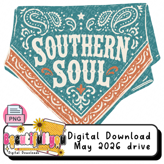 Southern Soul PNG | Western Bandana Cowgirl Shirt Design | Country Boutique Sublimation & DTF design Download | Southern Western Graphic