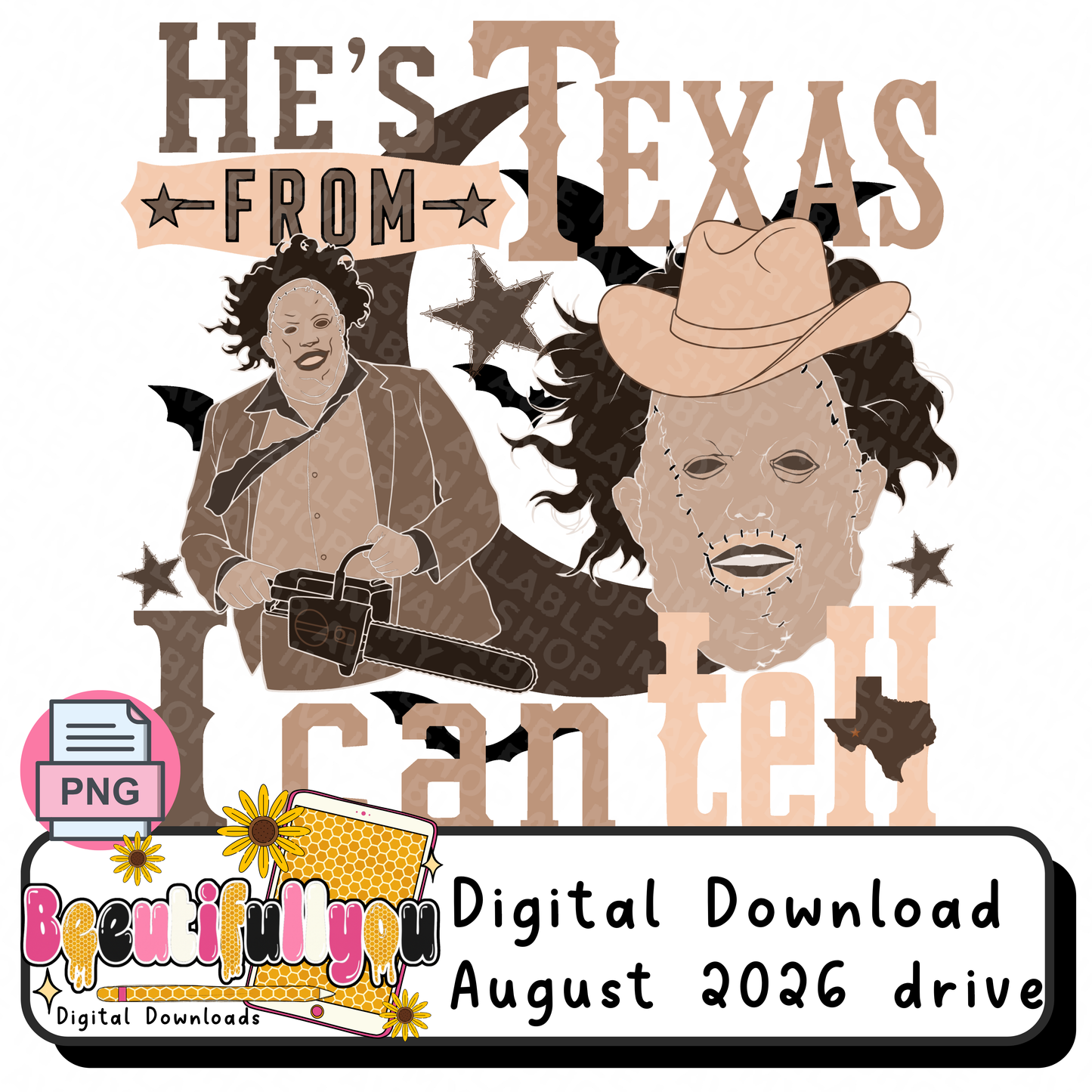 He’s From Texas Western Horror PNG Design
