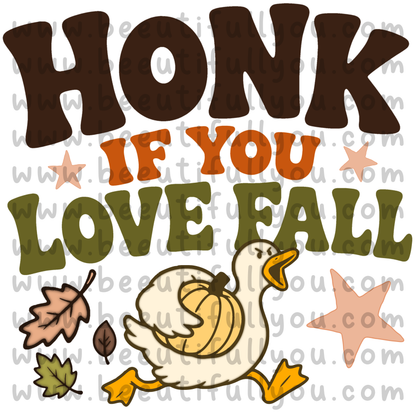 Honk If You Love Fall PNG | Goose Fall Shirt Design | Matching Seamless Pattern | Autumn Goose PNG | Pumpkin Goose | Digital Download