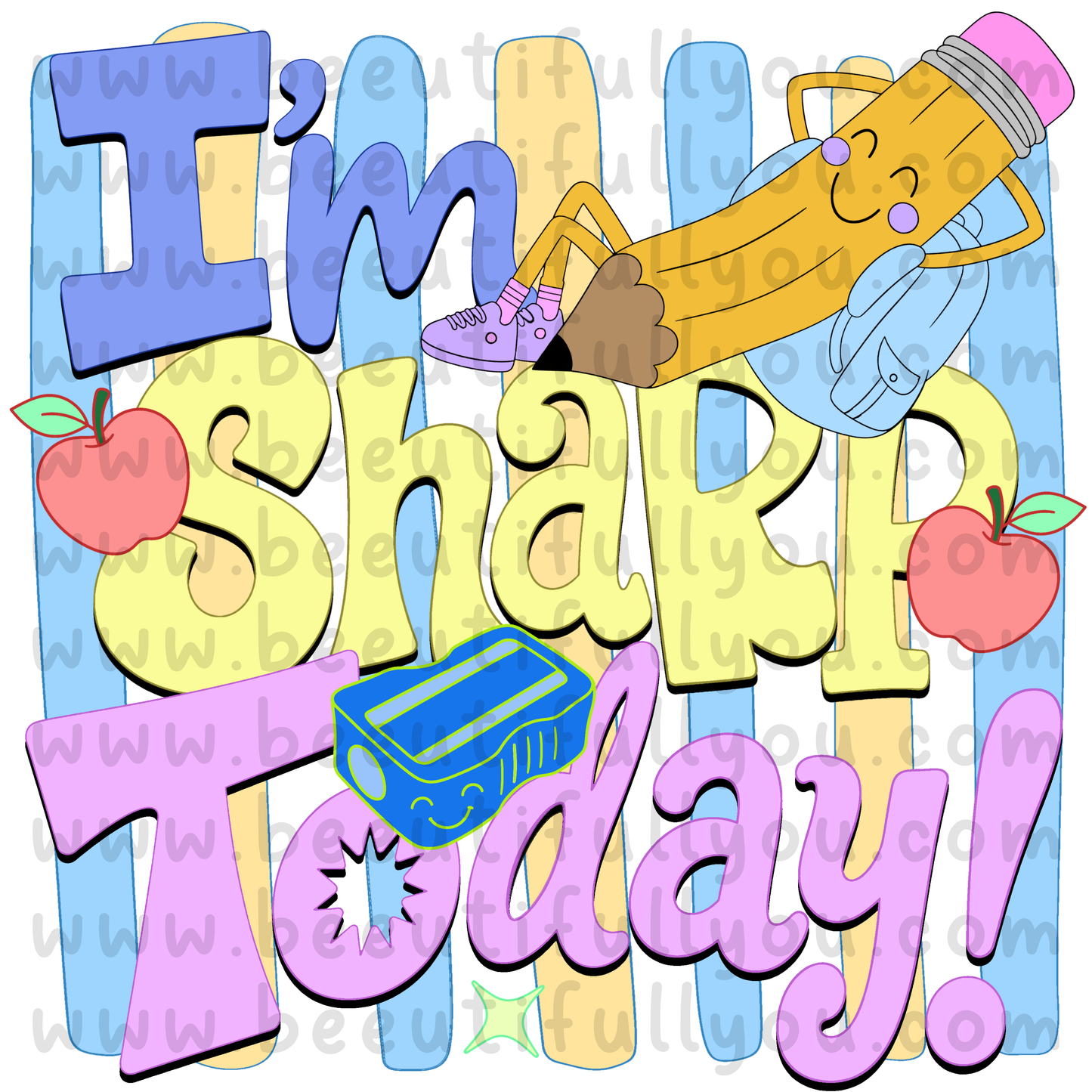 I'm Sharp Today PNG Bundle | Pencil Back to School Design | Matching Seamless Pattern Included | Teacher and student Shirt Design | Digital Download