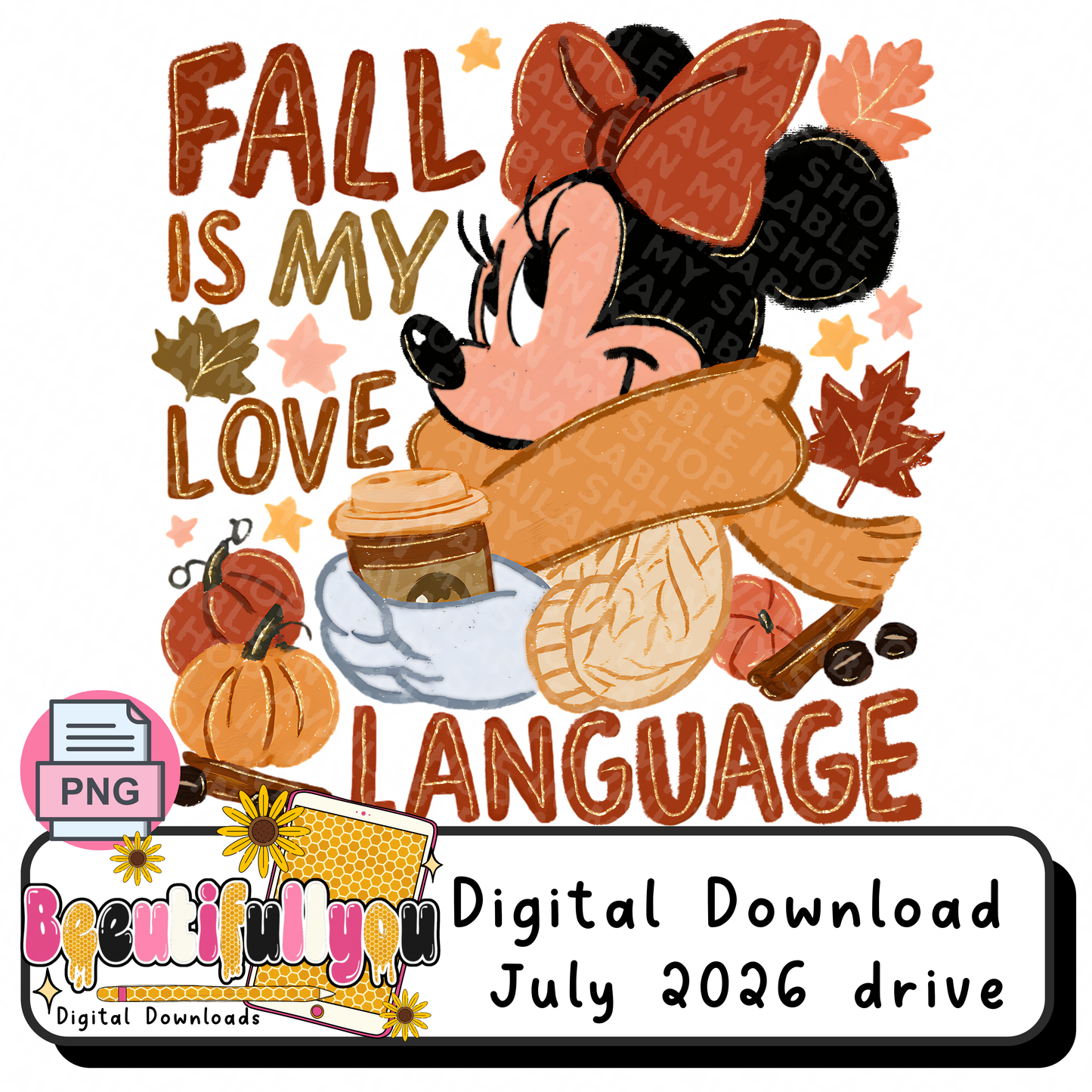Fall Is My Love Language Autumn Mouse PNG Design