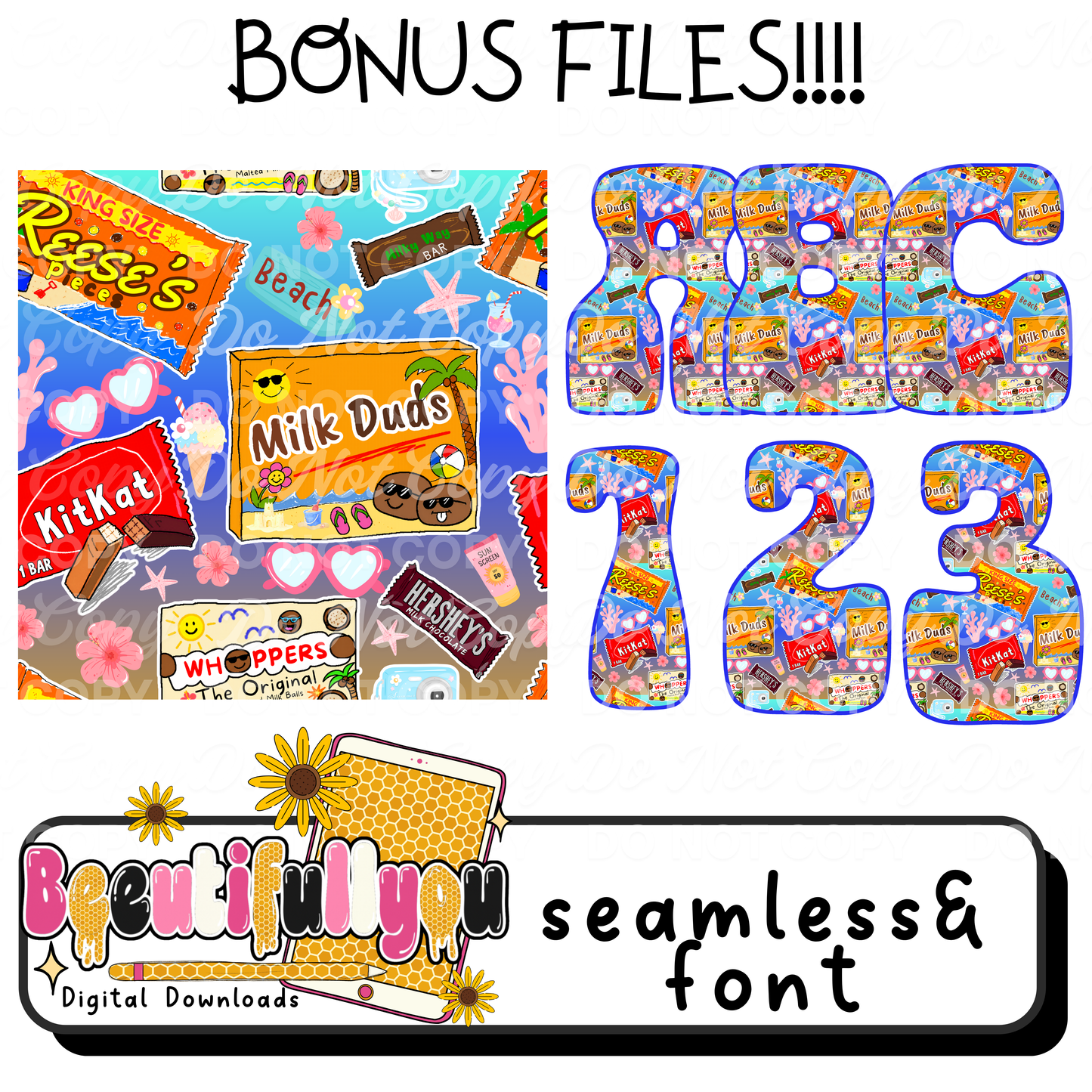 Chocolate Candy Clipart Bundle PNG | Candy Bar Clipart Set | Sweet Treat Graphics + Bonus Seamless Pattern & OTF Font
