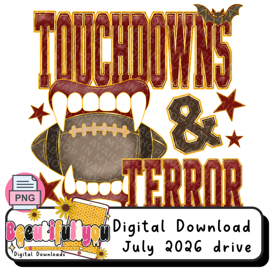 Touchdowns & Terror Halloween Football PNG Design