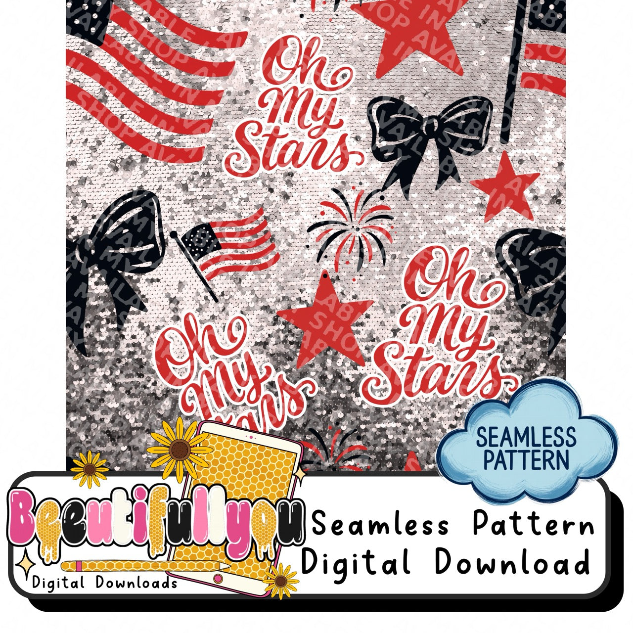 Oh My Stars PNG | Patriotic Bow Shirt Design | Coquette 4th of July Sublimation & DTF Design Download | Red White Blue Graphic