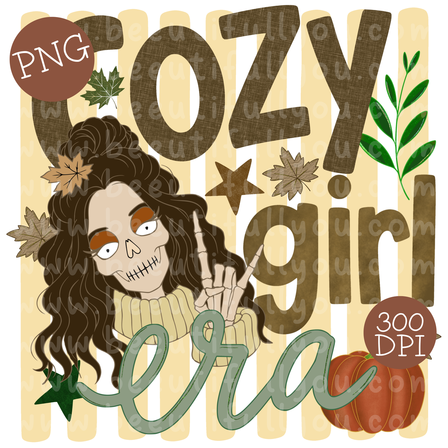 Cozy Girl Era Fall Skeleton PNG Design Download