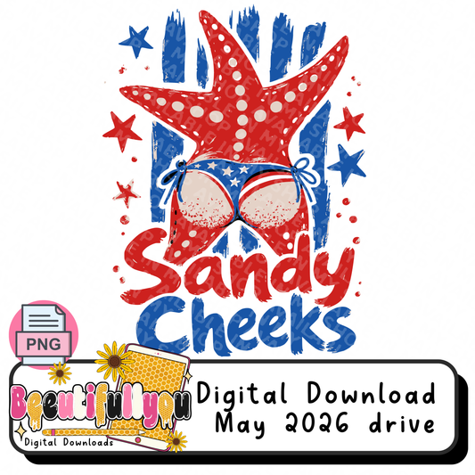 Sandy Cheeks PNG | Funny Patriotic Beach Shirt Design | Coastal Summer 4th of July Sublimation and DTF design Download
