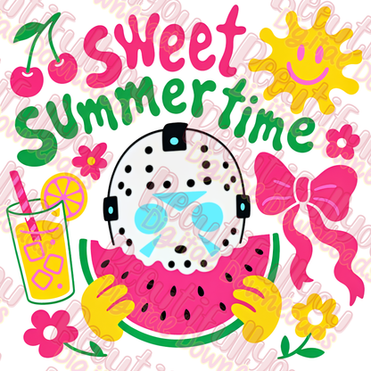 Sweet Summertime PNG | Cute Summer Design | Watermelon Ghost Shirt Graphic | Retro Summer Vibes | Sublimation & DTF Design Download