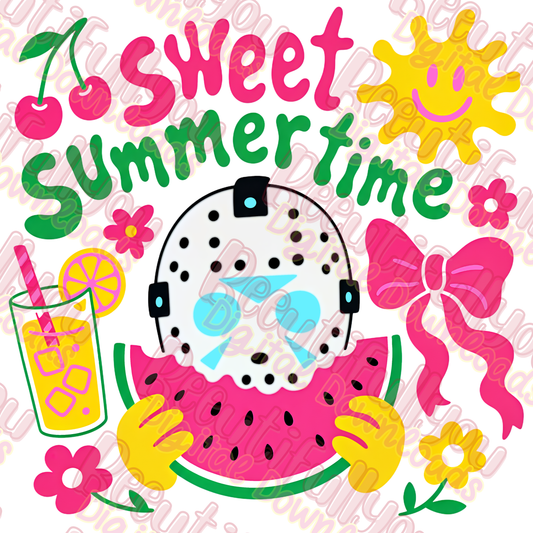 Sweet Summertime PNG | Cute Summer Design | Watermelon Ghost Shirt Graphic | Retro Summer Vibes | Sublimation & DTF Design Download