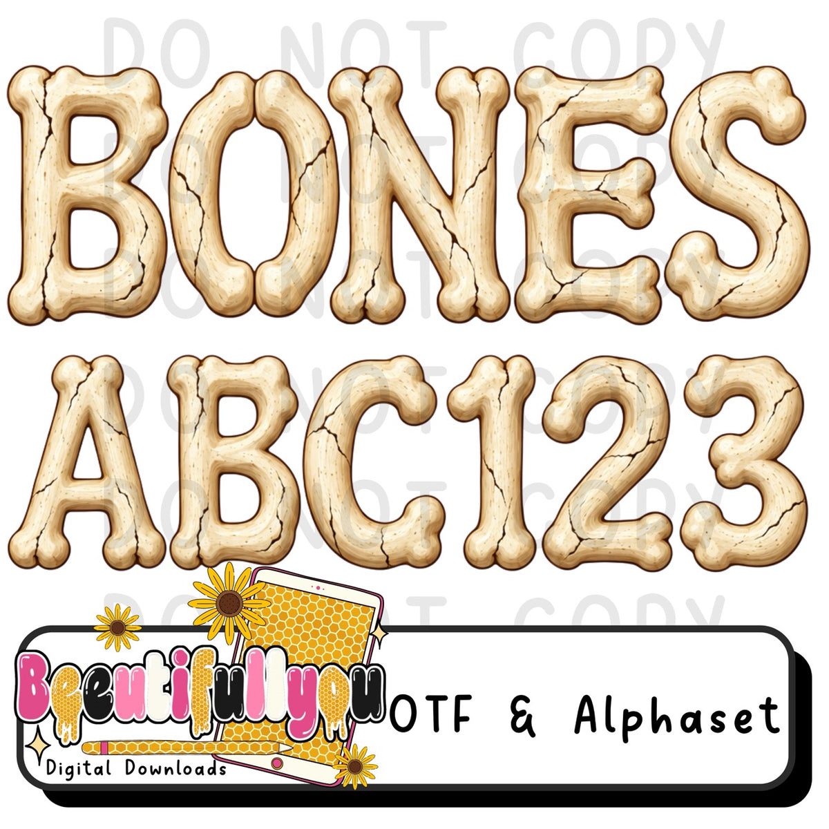 Halloween Bones OTF Font + Alpha Set