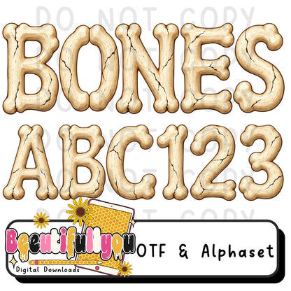 Halloween Bones OTF Font + Alpha Set