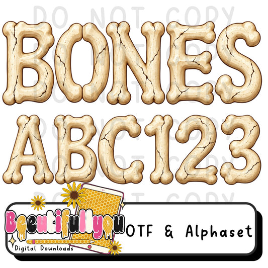 Halloween Bones OTF Font + Alpha Set