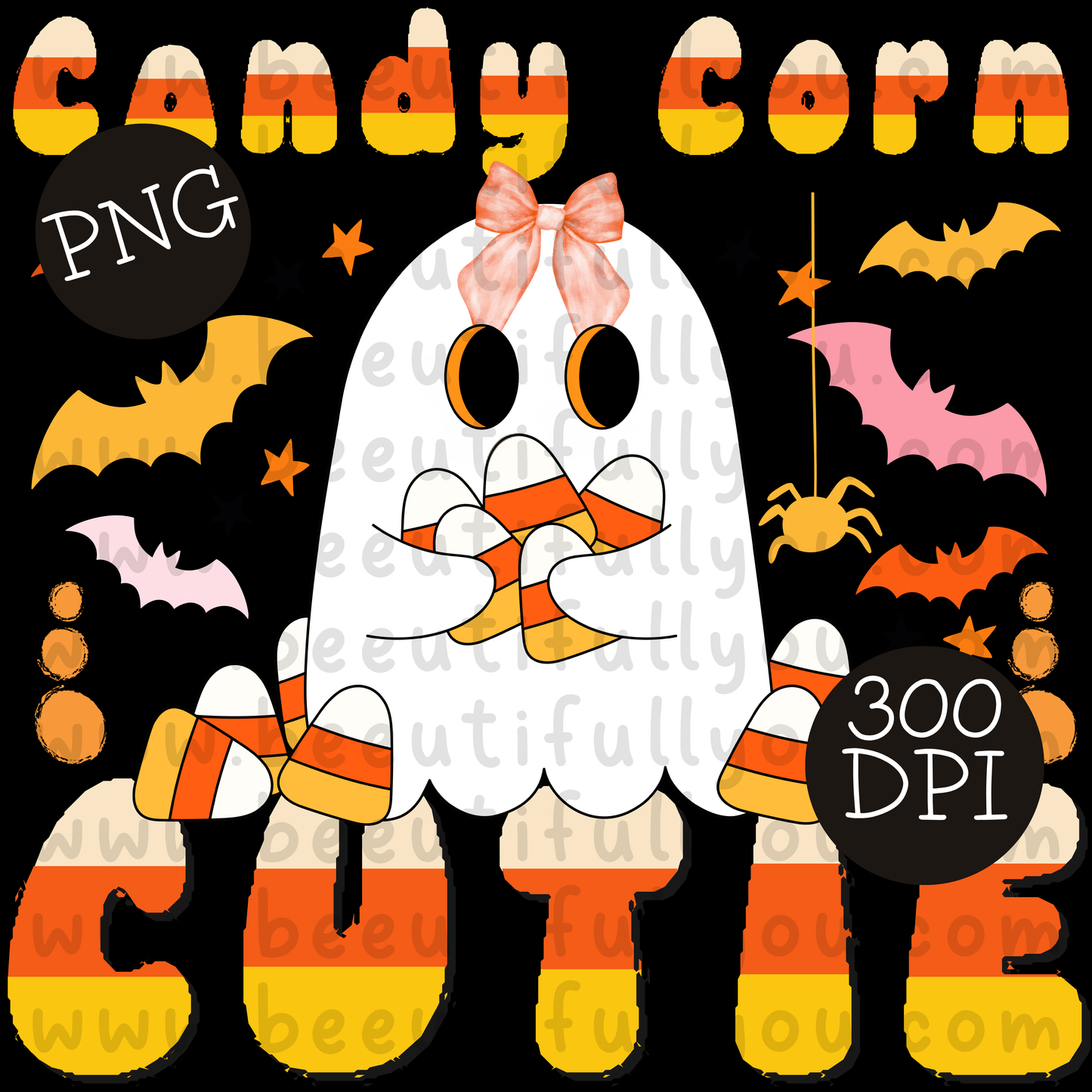 Candy Corn Cutie PNG + Candy Corn OTF Font Duo