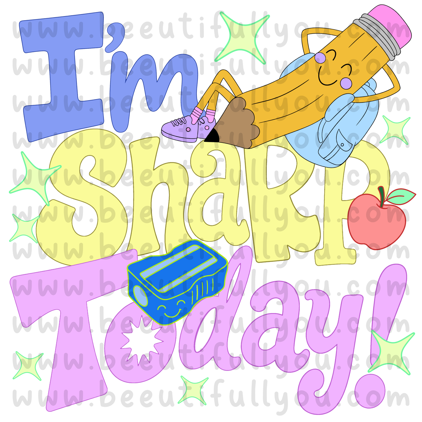 I'm Sharp Today PNG Bundle | Pencil Back to School Design | Matching Seamless Pattern Included | Teacher and student Shirt Design | Digital Download