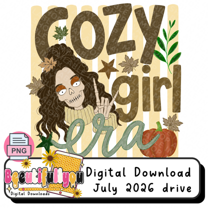 Cozy Girl Era Fall Skeleton PNG Design Download
