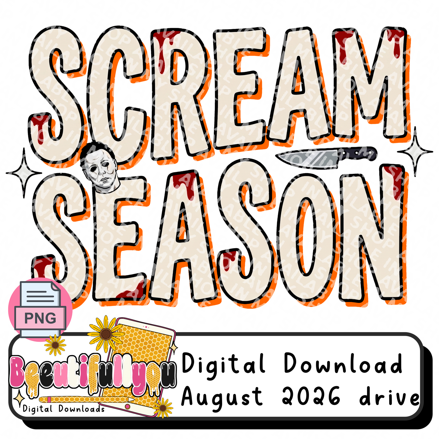 Scream Season Masked Slasher Halloween PNG Design