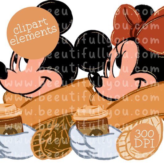 Cozy Fall Mouse Coffee Clipart PNG Set