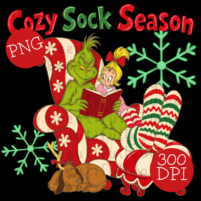 Cozy Sock Season Christmas PNG Design