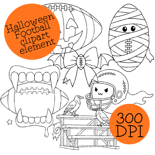Halloween Football Colored and Outline Clipart Drive