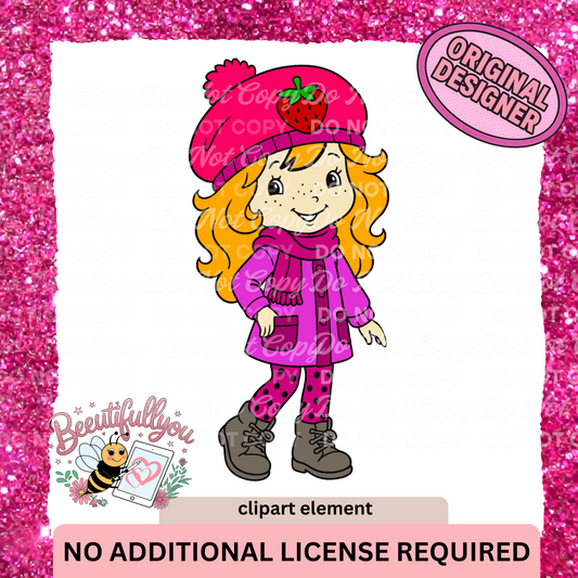 strawberry girl Fall clipart element
