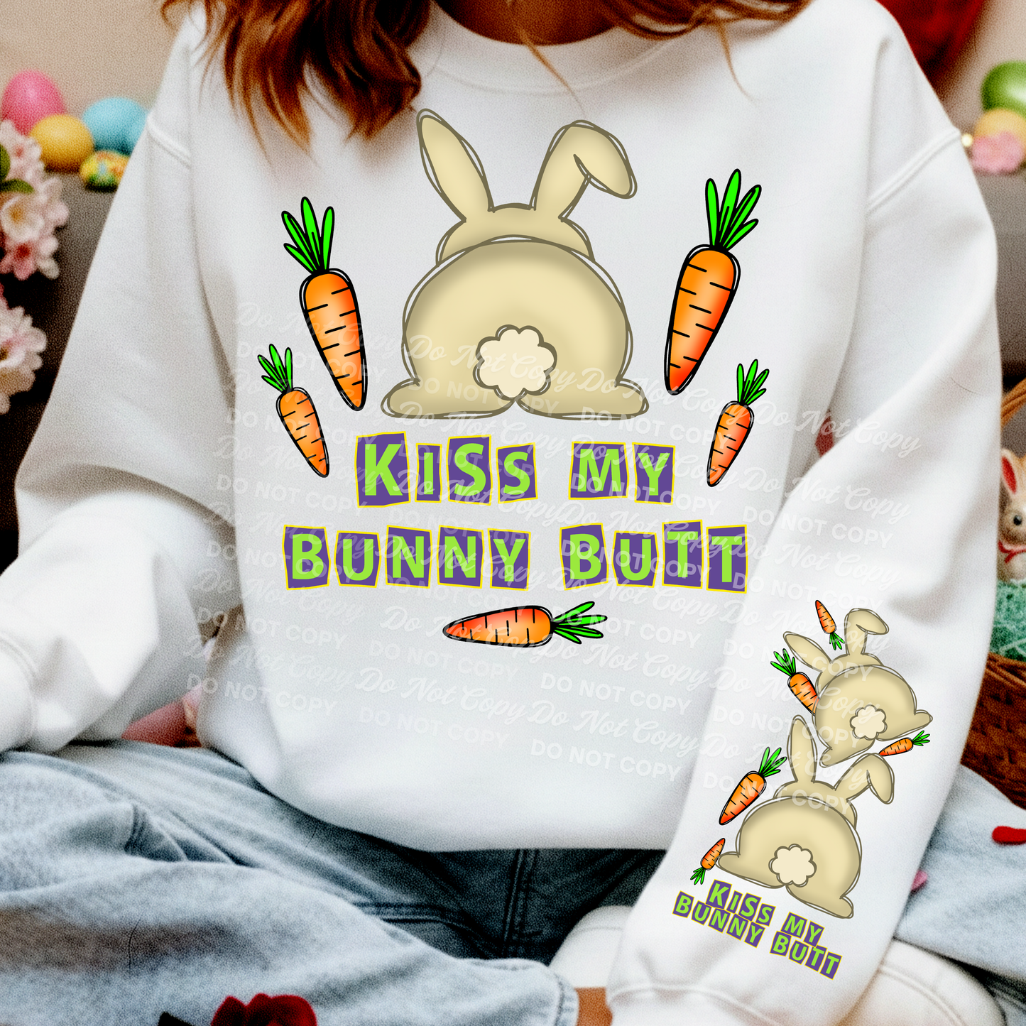 Kiss My Bunny Butt | Funny Easter Digital Design | Bunny Butt & Carrots PNG | BeeUTiFullYou