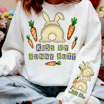 Kiss My Bunny Butt | Funny Easter Digital Design | Bunny Butt & Carrots PNG | BeeUTiFullYou