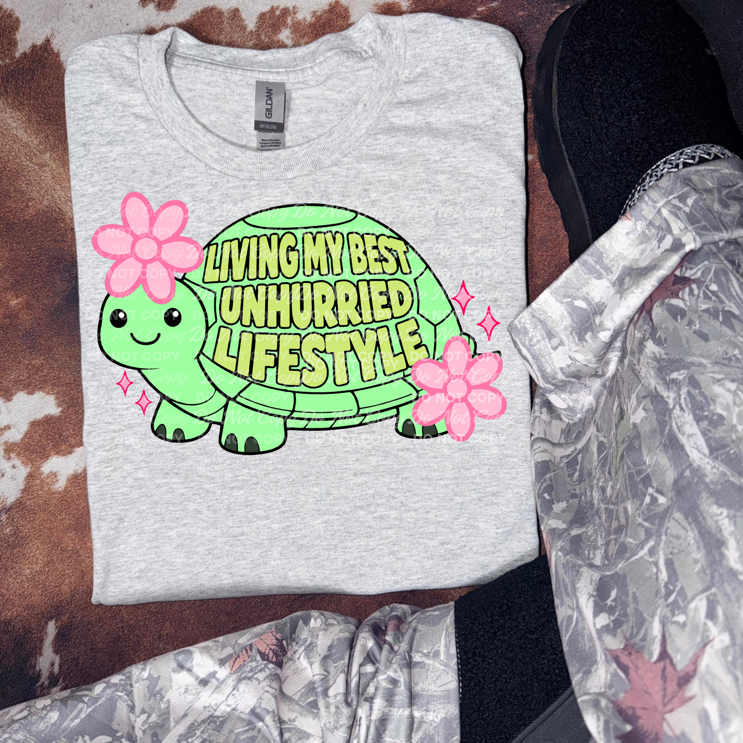 Living My Best Unhurried Lifestyle | Cute Turtle Spring Design | Funny Slow Life PNG