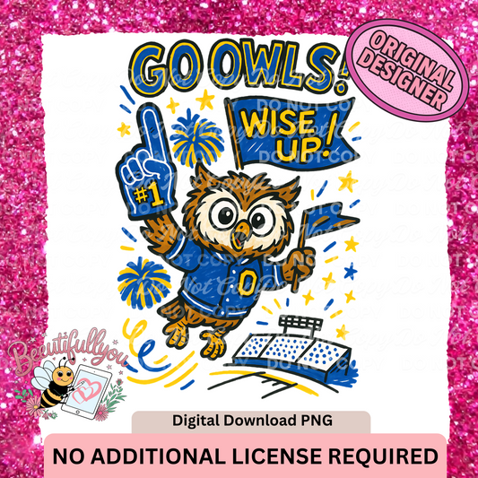 Go Owls – Wise Up! Mascot PNG Design