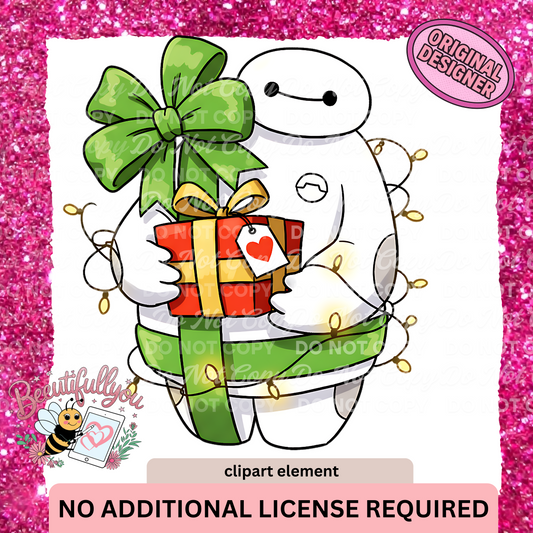 Christmas Baymax Clipart | Cute Holiday Digital PNG Element