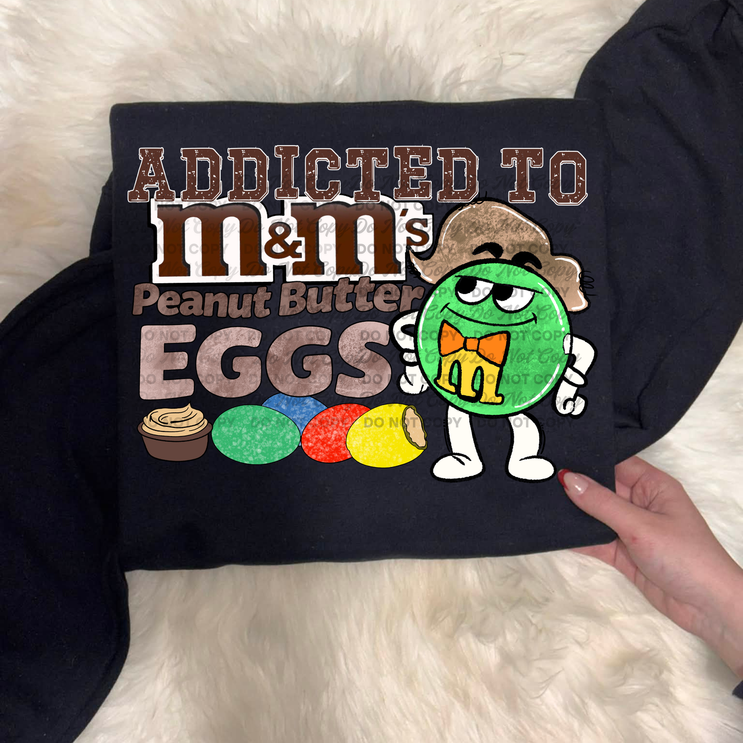 Addicted to M&M’s Peanut Butter Eggs PNG | Funny Easter Candy Shirt Design