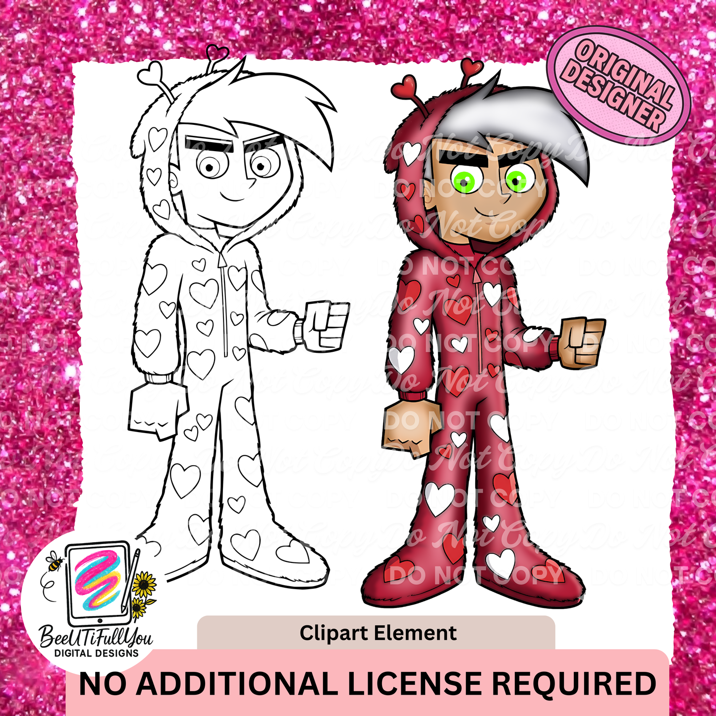 Danny Valentine Clipart Element download, Outline included