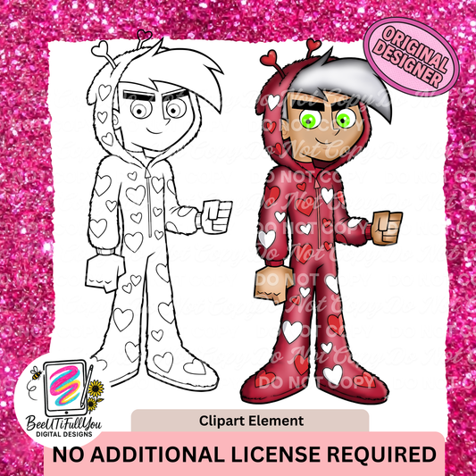 Danny Valentine Clipart Element download, Outline included