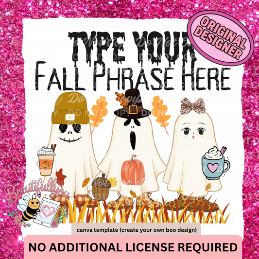Build-A-Boo Custom Fall Ghost Canva Template | Mix & Match Outfits & Accessorie, custom text | No Additional License Required