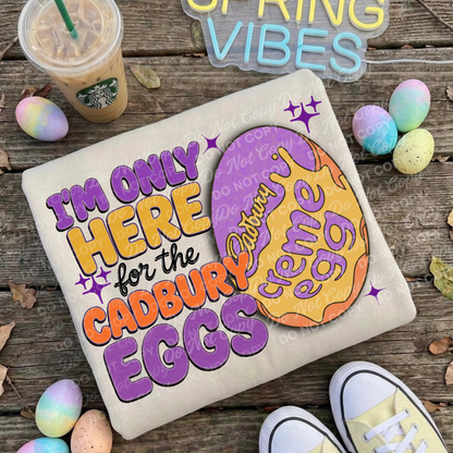 I’m Only Here for the Cadbury Eggs/ Reese's Eggs PNG | Easter Digital Download | Retro Candy Shirt Design