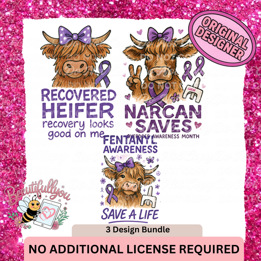 Fentanyl Awareness Highland Cow Bundle – 3 Designs