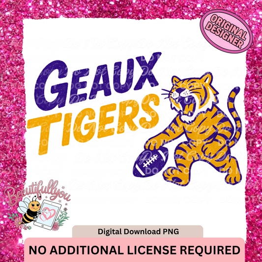 Geaux Tigers Football 3-Piece Set | Main, Sleeve & Pocket PNG | Digital Download