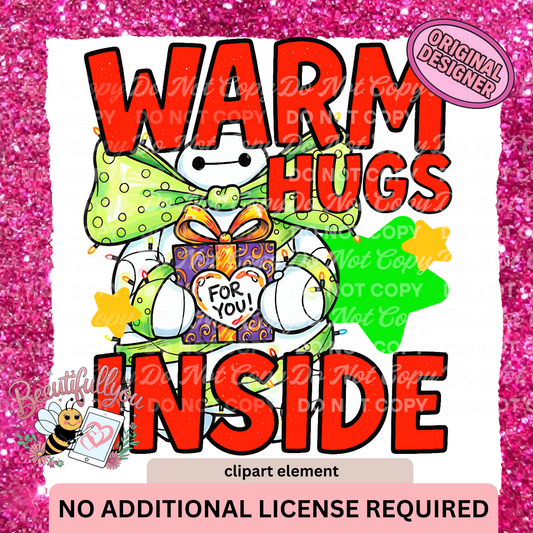 Warm Hugs Inside Christmas Clipart | Cute Holiday Baymax PNG