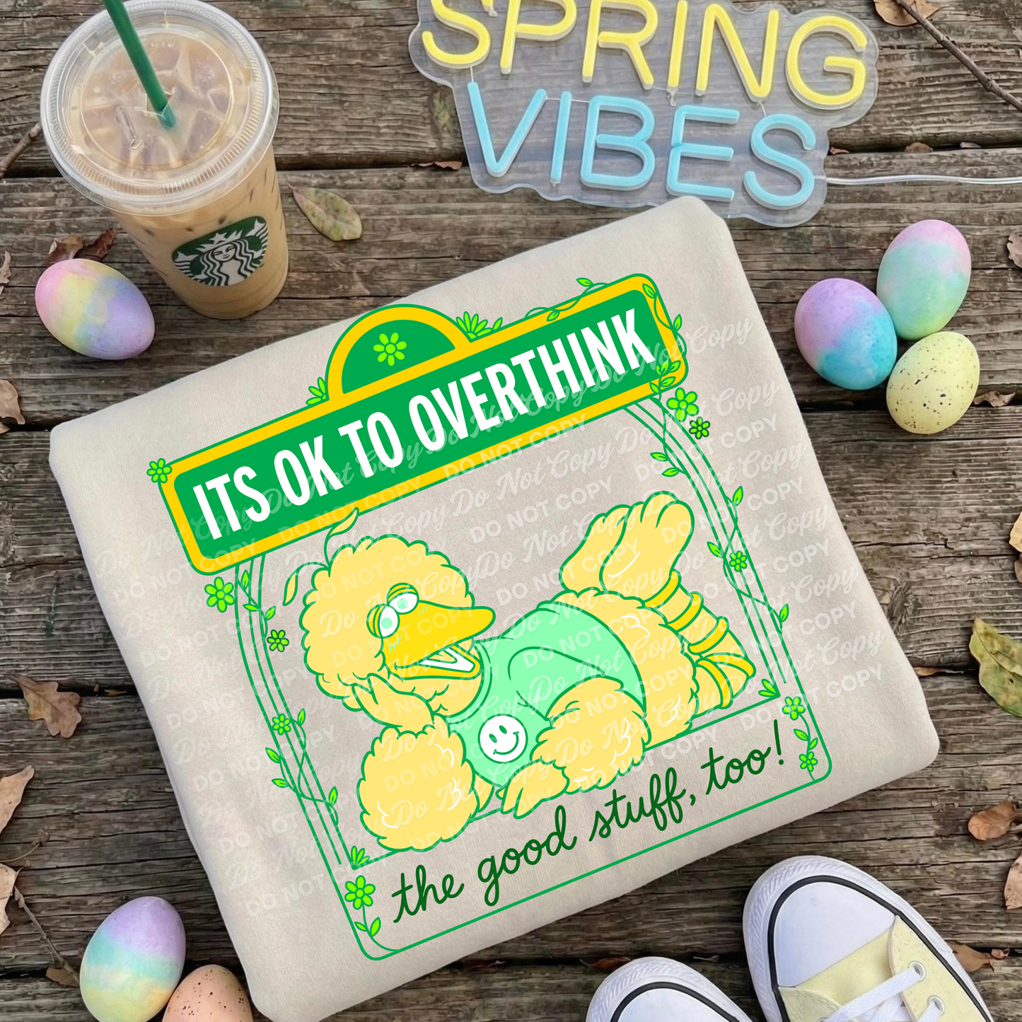 It’s OK to Overthink PNG | Mental Health Positive Quote Design | Funny Encouraging Big Bird Style Graphic | Physical Products Only