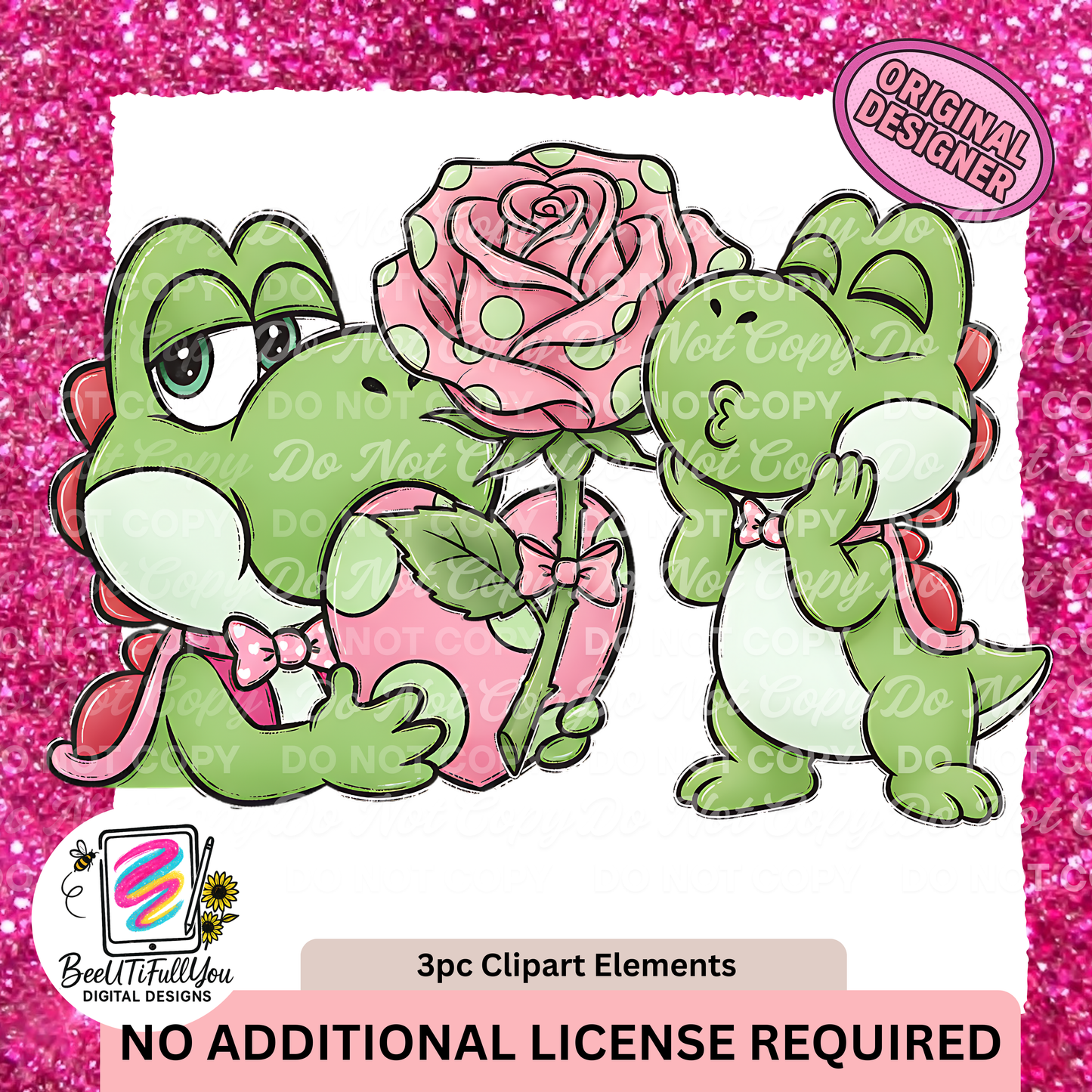 Valentine Yoshi Clipart Set • 3pc