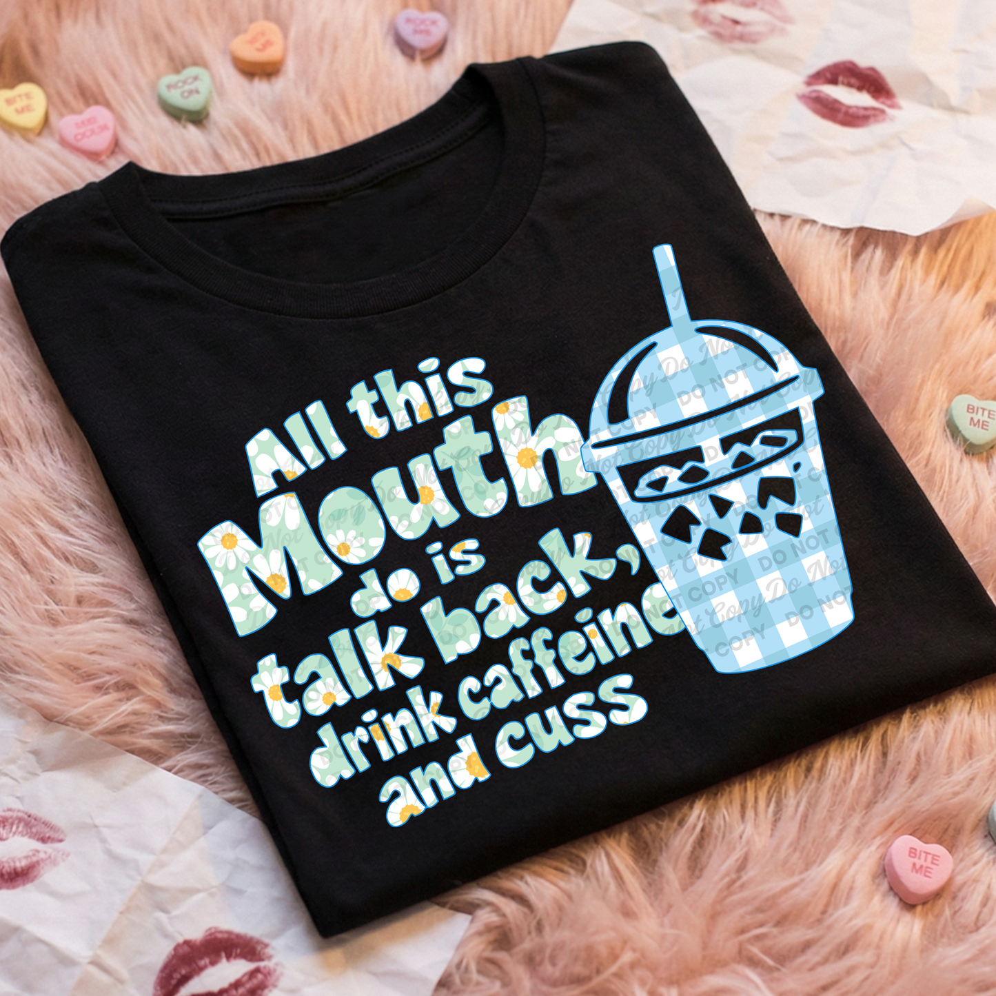 All This Mouth Is Talk Back Drink Caffeine and Cuss PNG | Funny Coffee Quote | Iced Coffee Design | Digital Download