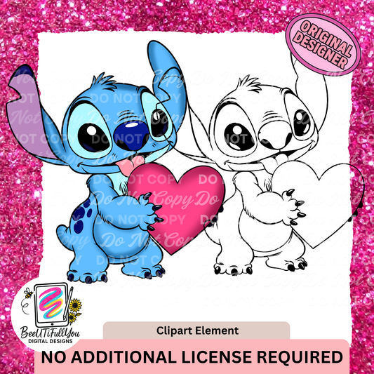 Stitch Valentine Clipart Element download